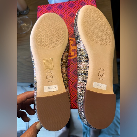 Authentic Brand new Tory Burch Crystal bow ballet metallic tweed_rose gold multi - Picture 10 of 14